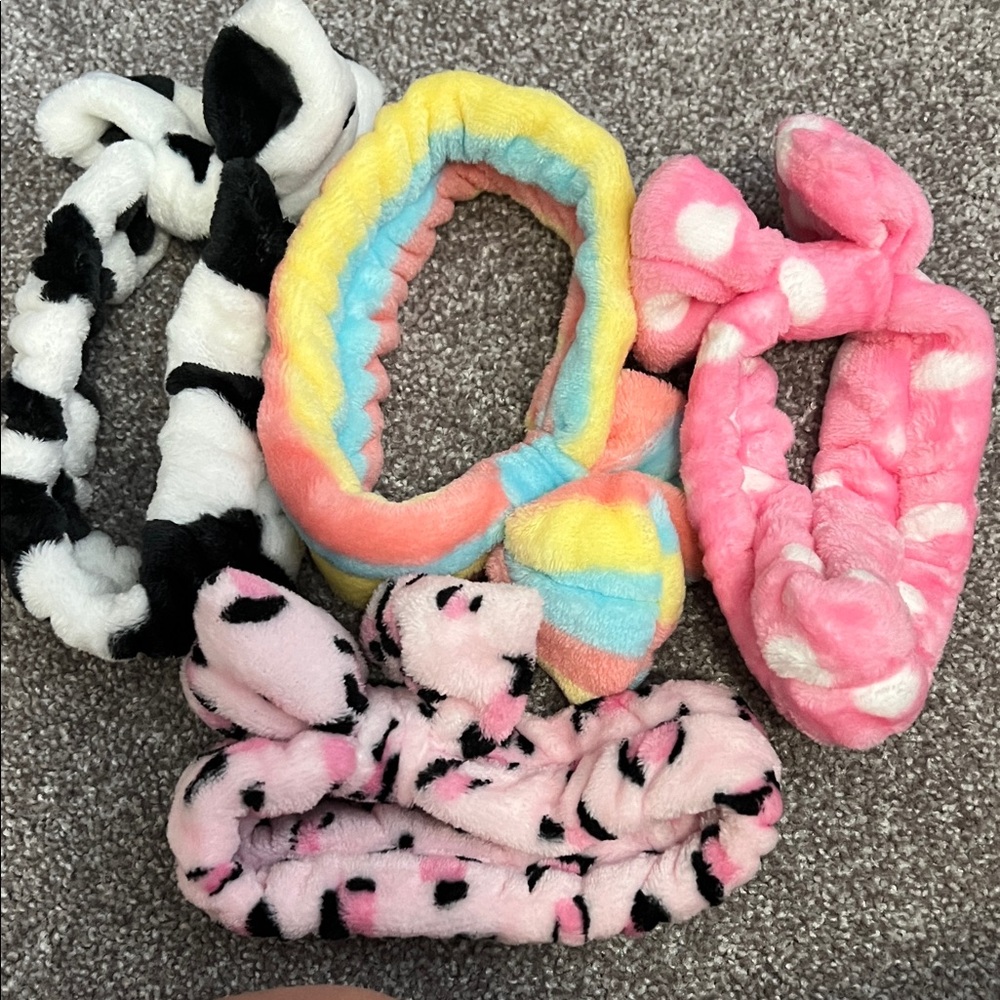 Colorful Plush Spa Headbands Set NEW